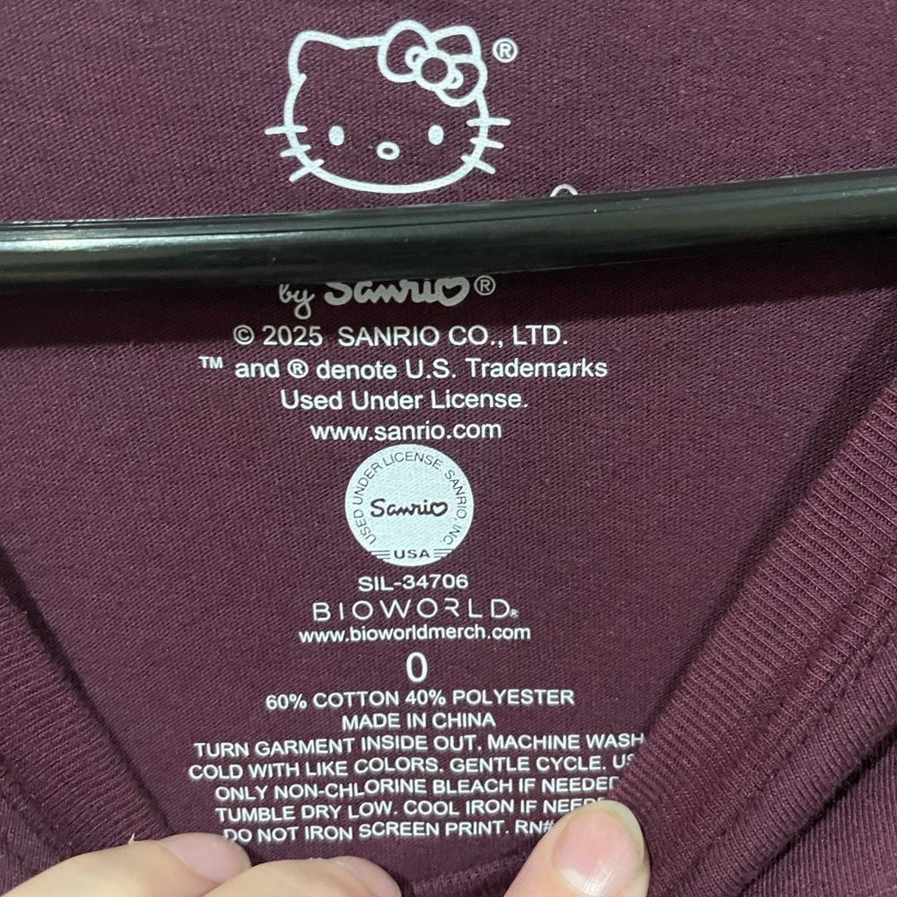Sanrio Maroon tee with Gold Hello Kitty Logo. Torrid - Picture 3 of 6